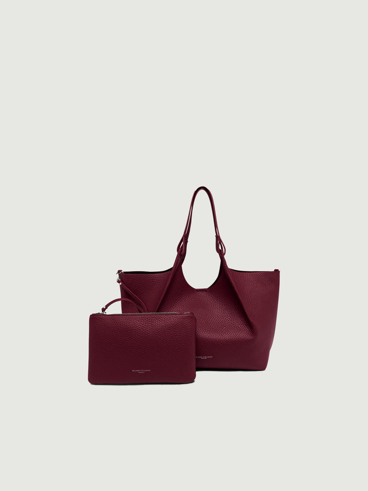 BORSA DUA IN PELLE BORDEAUX