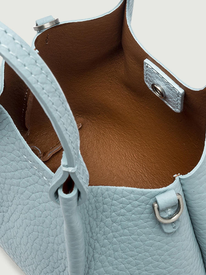 BORSA DUA MINI IN PELLE AZZURRA