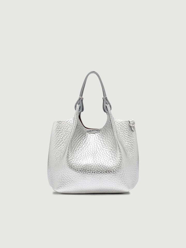 BORSA DUA MINI IN PELLE SILVER