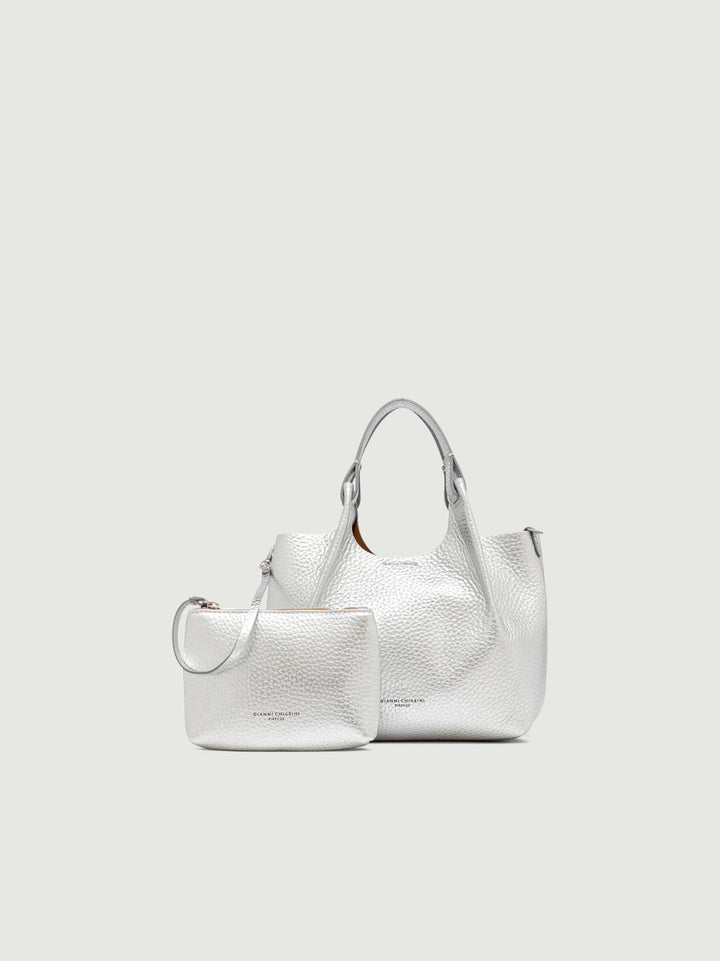 BORSA DUA SMALL IN PELLE SILVER