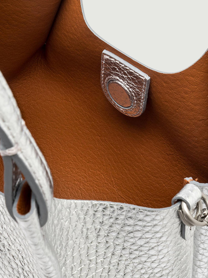 BORSA DUA SMALL IN PELLE SILVER