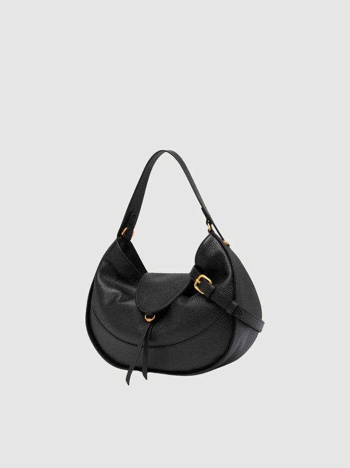 BORSA EDITH IN PELLE MARTELLATA NERA