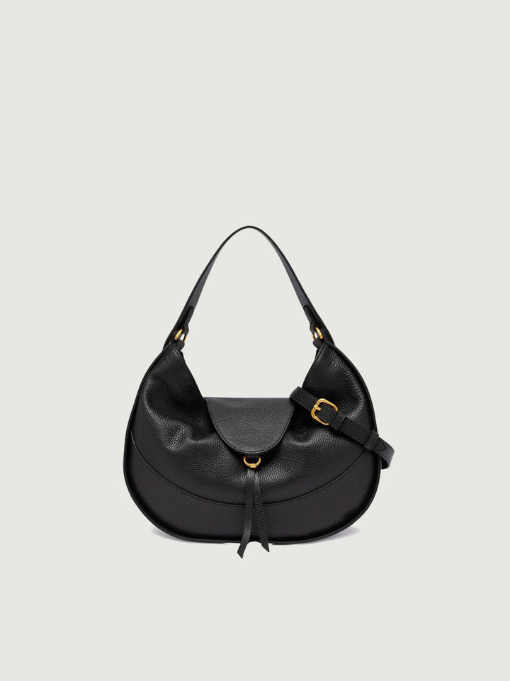 BORSA EDITH IN PELLE MARTELLATA NERA