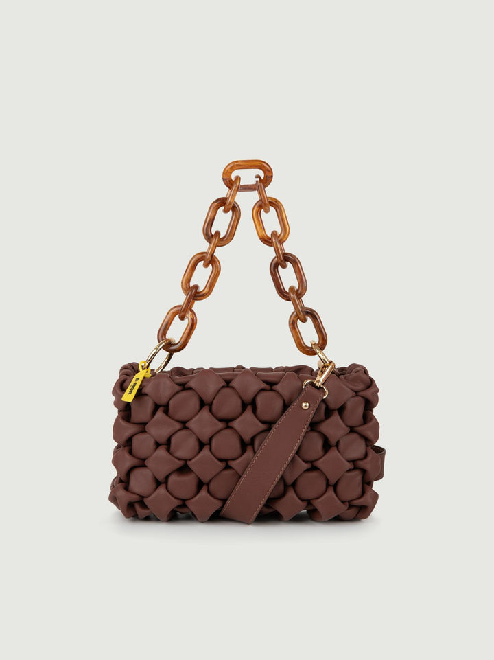 BORSA IN PELLE INTRECCIATA BRUCIATO CURLY