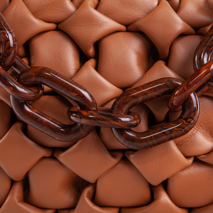 BORSA IN PELLE INTRECCIATA CURLY CUOIO