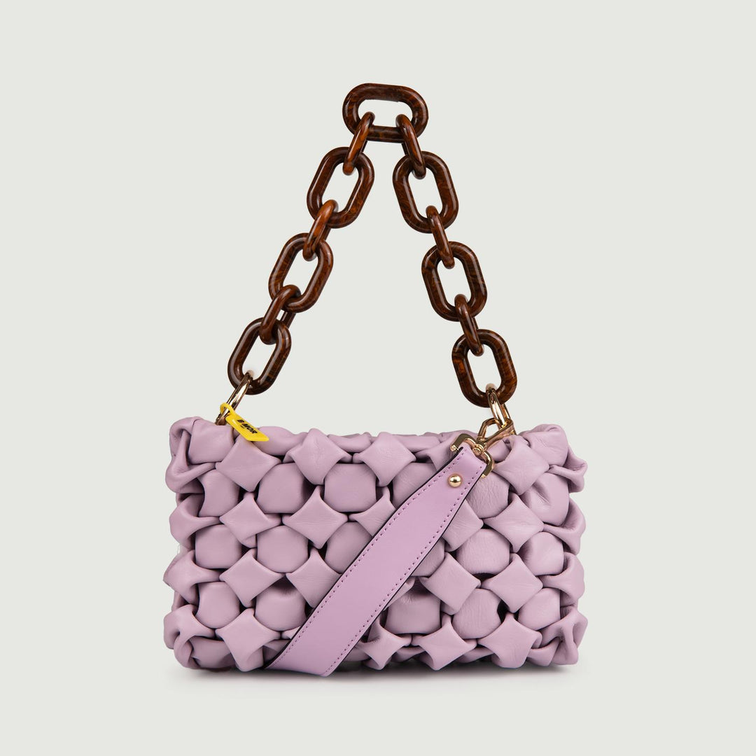 BORSA IN PELLE INTRECCIATA LILLA "CURLY"