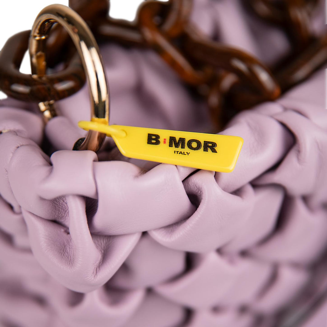 BORSA IN PELLE INTRECCIATA LILLA "CURLY"