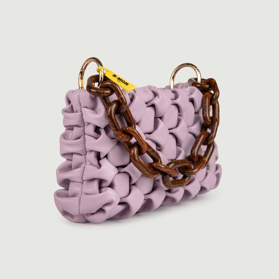 BORSA IN PELLE INTRECCIATA LILLA "CURLY"