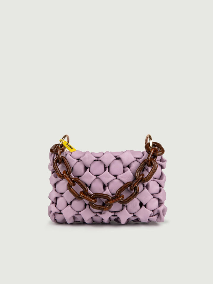 BORSA IN PELLE INTRECCIATA LILLA "CURLY"
