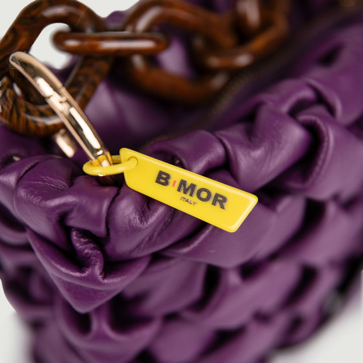 BORSA IN PELLE INTRECCIATA VIOLA "CURLY"