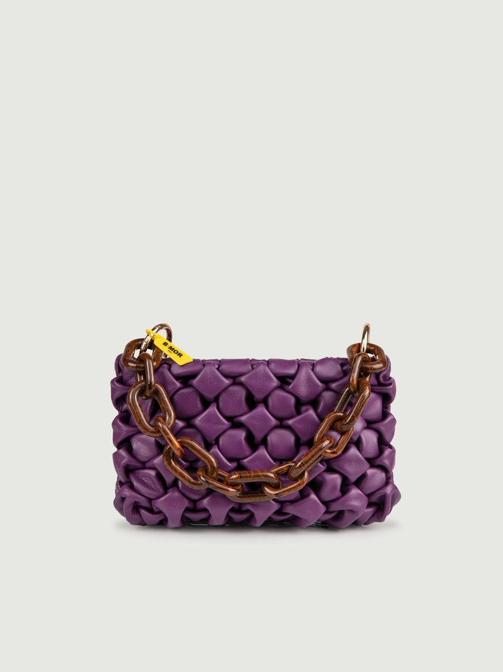 BORSA IN PELLE INTRECCIATA VIOLA "CURLY"