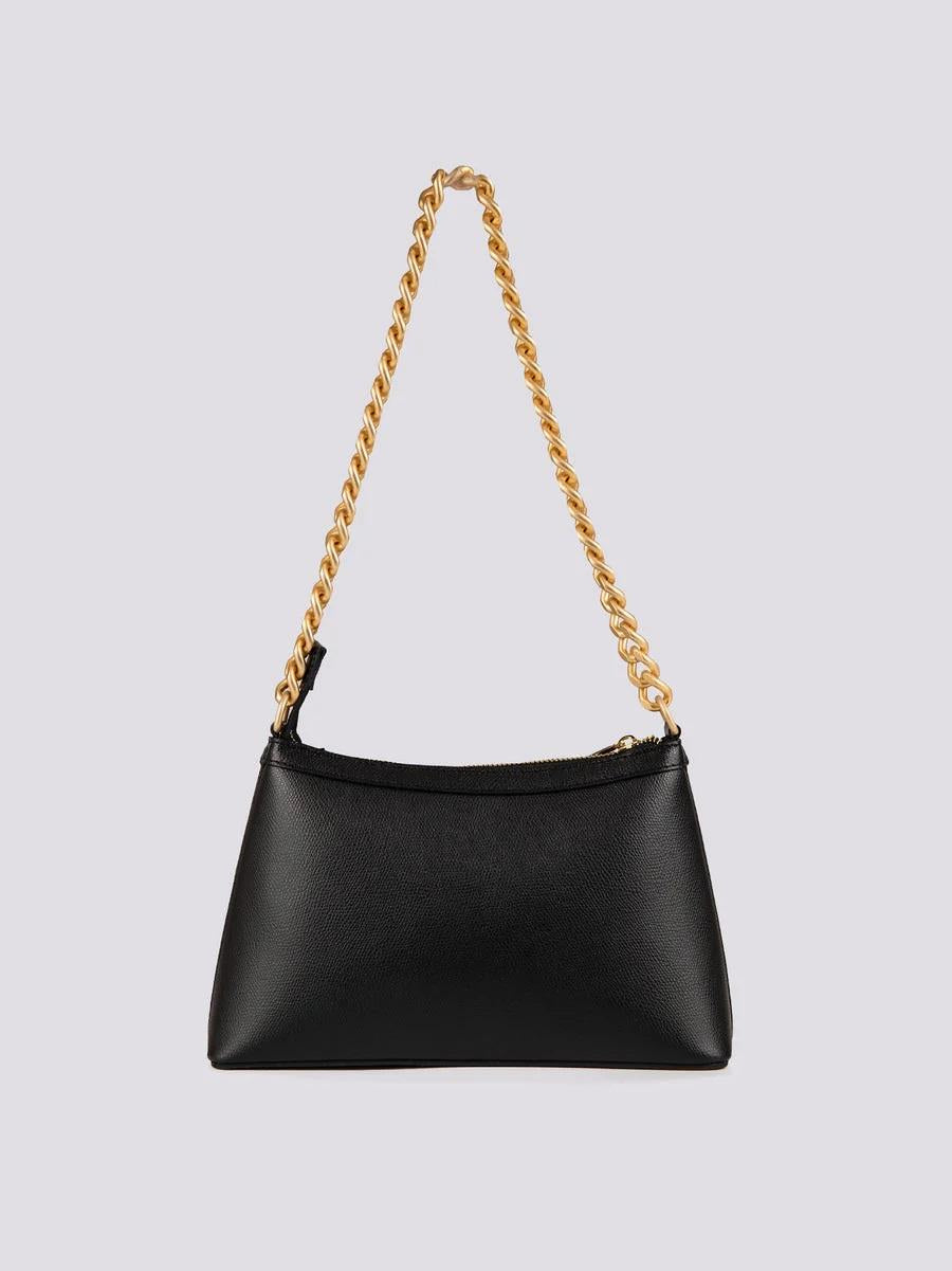BORSA IN PELLE NERA CON CATENA ORO "QUEEN"