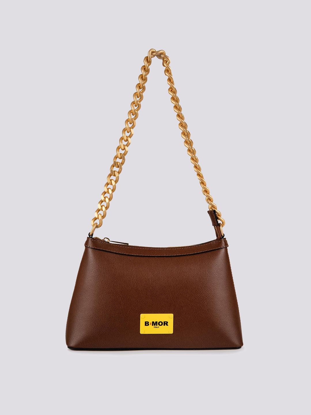 BORSA IN PELLE TESTA MORO CON CATENA ORO OPACA "QUEEN"