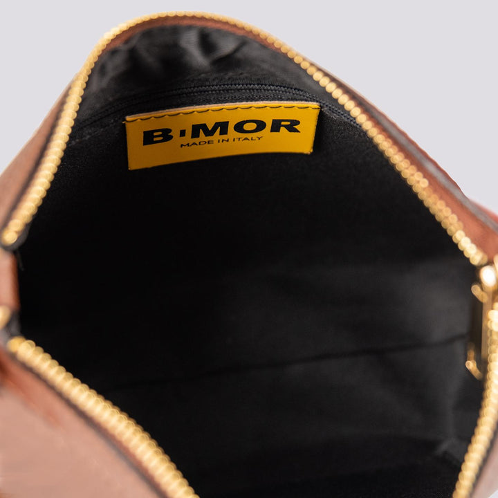 BORSA IN PELLE TESTA MORO CON CATENA ORO OPACA "QUEEN"