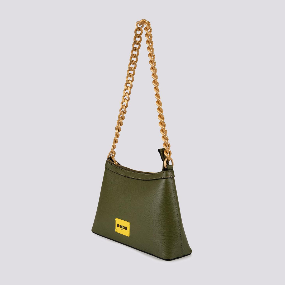 BORSA IN PELLE VERDE CON CATENA ORO "QUEEN"