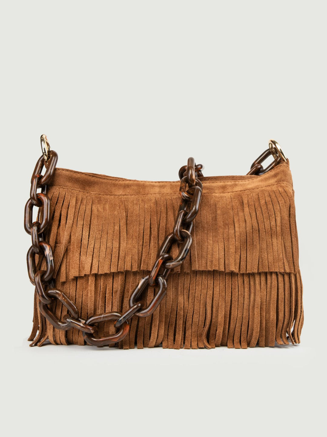 BORSA JIGLY CON FRANGE IN CAMOSCIO BRUCIATO