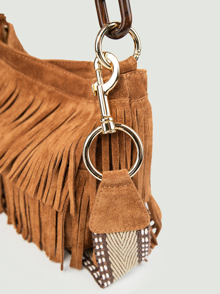BORSA JIGLY CON FRANGE IN CAMOSCIO BRUCIATO