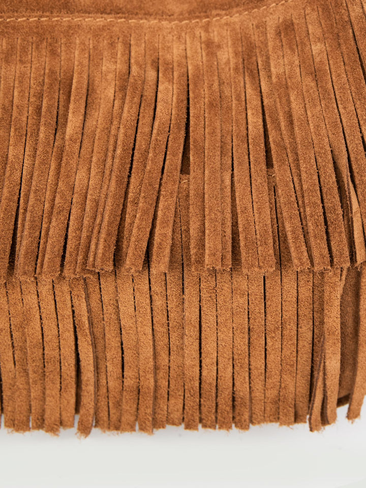 BORSA JIGLY CON FRANGE IN CAMOSCIO BRUCIATO