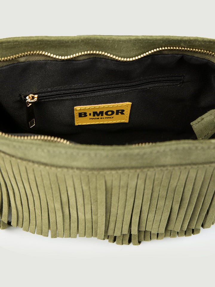 BORSA JIGLY CON FRANGE IN CAMOSCIO VERDE