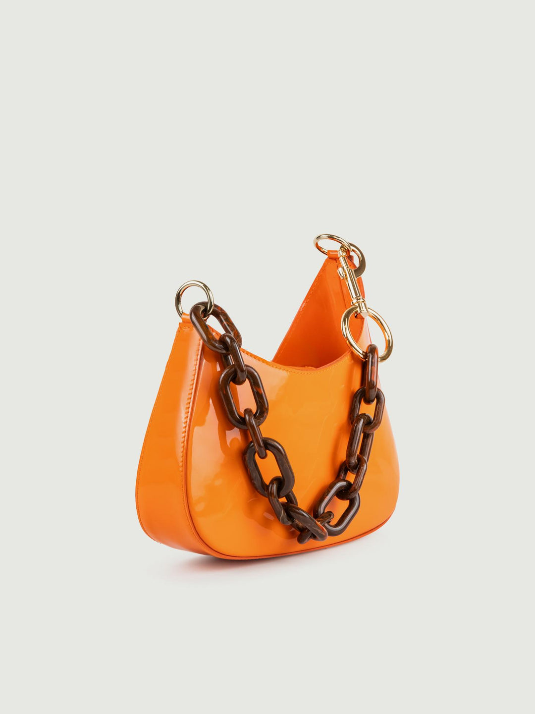 BORSA MINI CURVY ARANCIONE IN PELLE VERNICE
