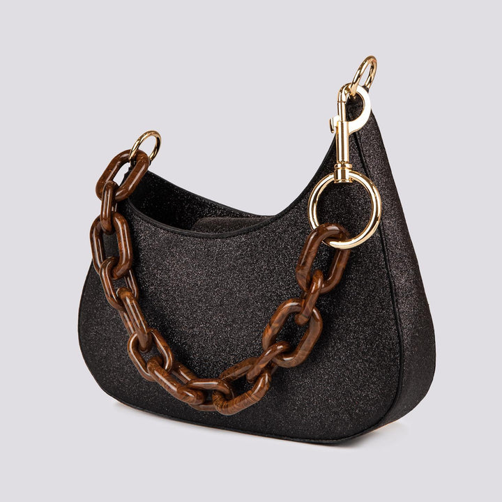 BORSA MINI CURVY Glitter Barbie Black