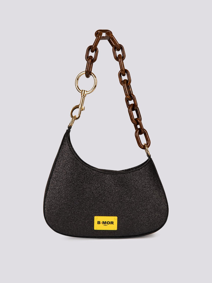 BORSA MINI CURVY Glitter Barbie Black