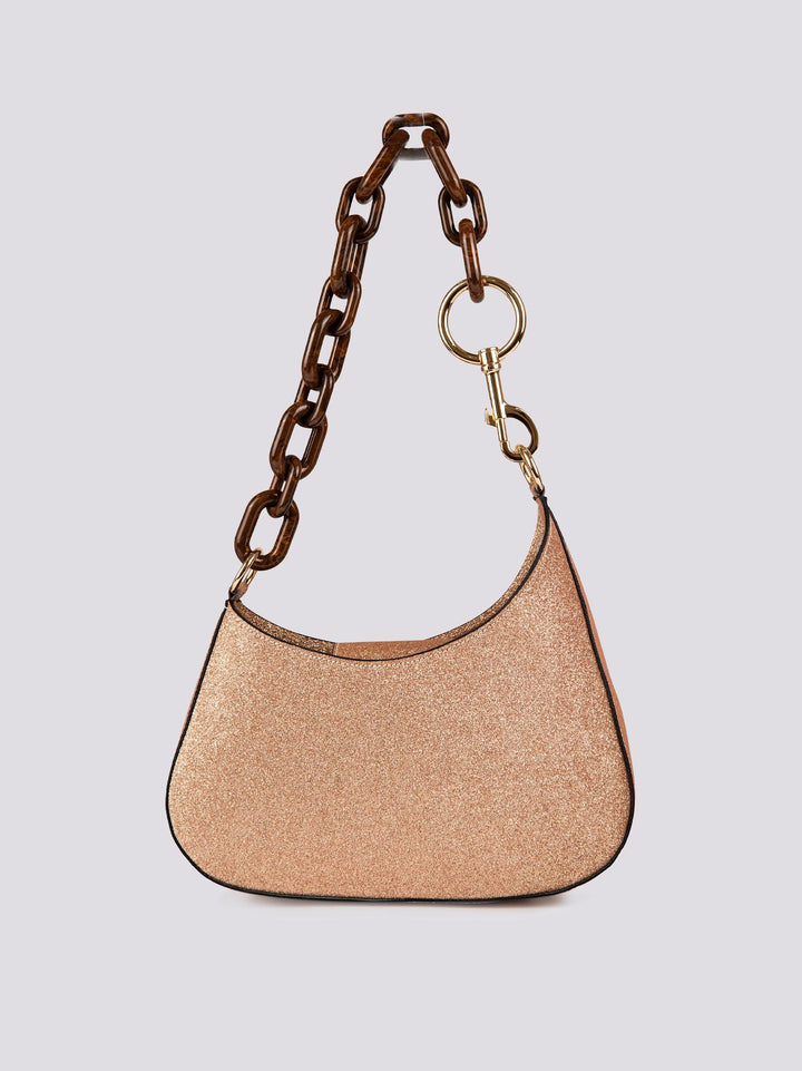 BORSA MINI CURVY Glitter Barbie Gold