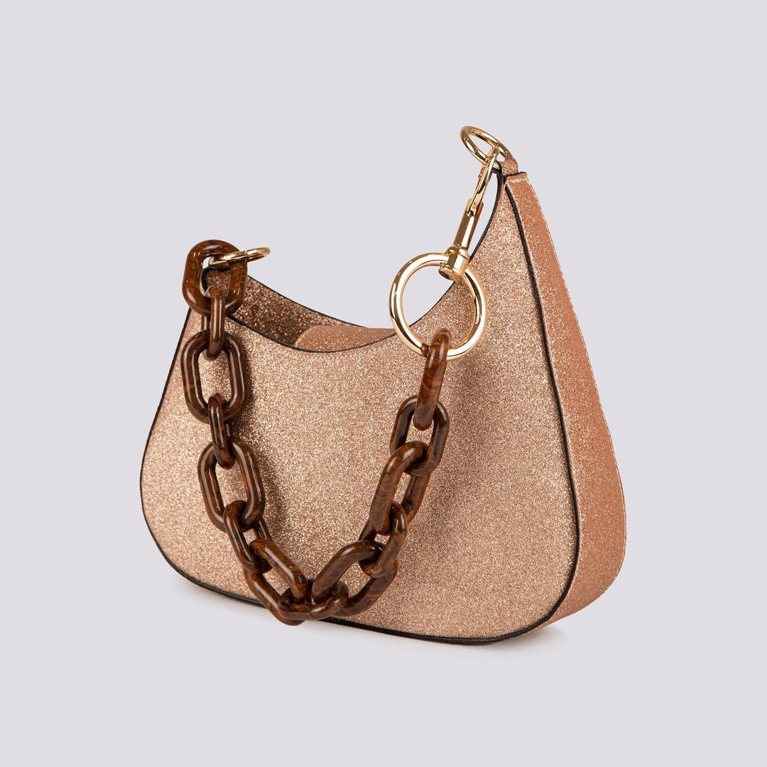 BORSA MINI CURVY Glitter Barbie Gold