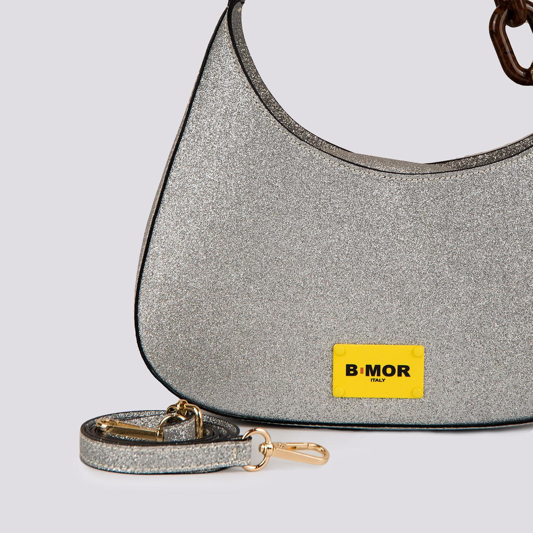 BORSA MINI CURVY Glitter Barbie SILVER