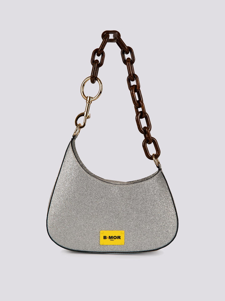 BORSA MINI CURVY Glitter Barbie SILVER