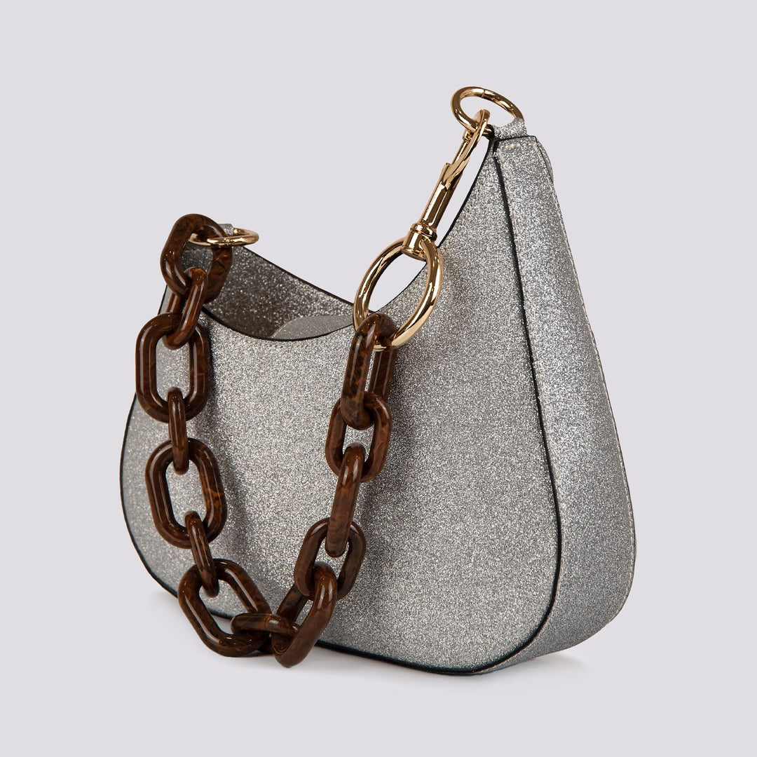 BORSA MINI CURVY Glitter Barbie SILVER