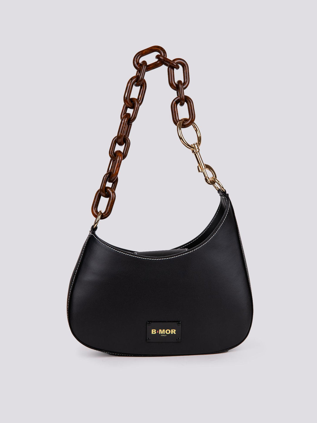 BORSA "MINI CURVY" IN PELLE NERA CON TRACOLLA IN OSSO