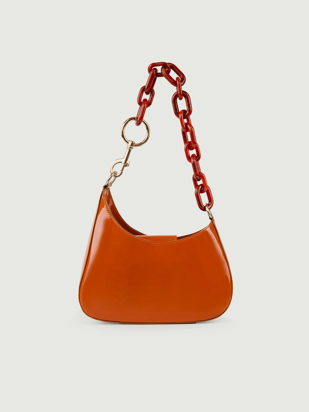 BORSA MINI CURVY MATTONE IN PELLE VERNICE