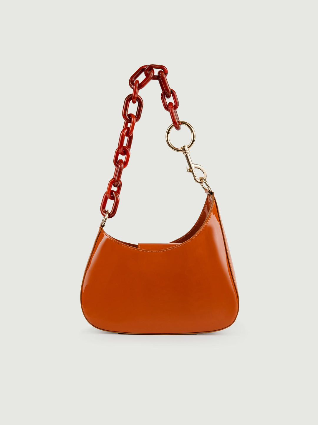BORSA MINI CURVY MATTONE IN PELLE VERNICE