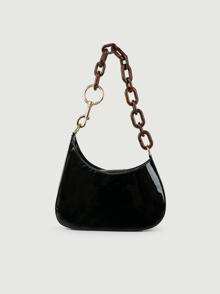 BORSA MINI CURVY NERA IN PELLE VERNICE