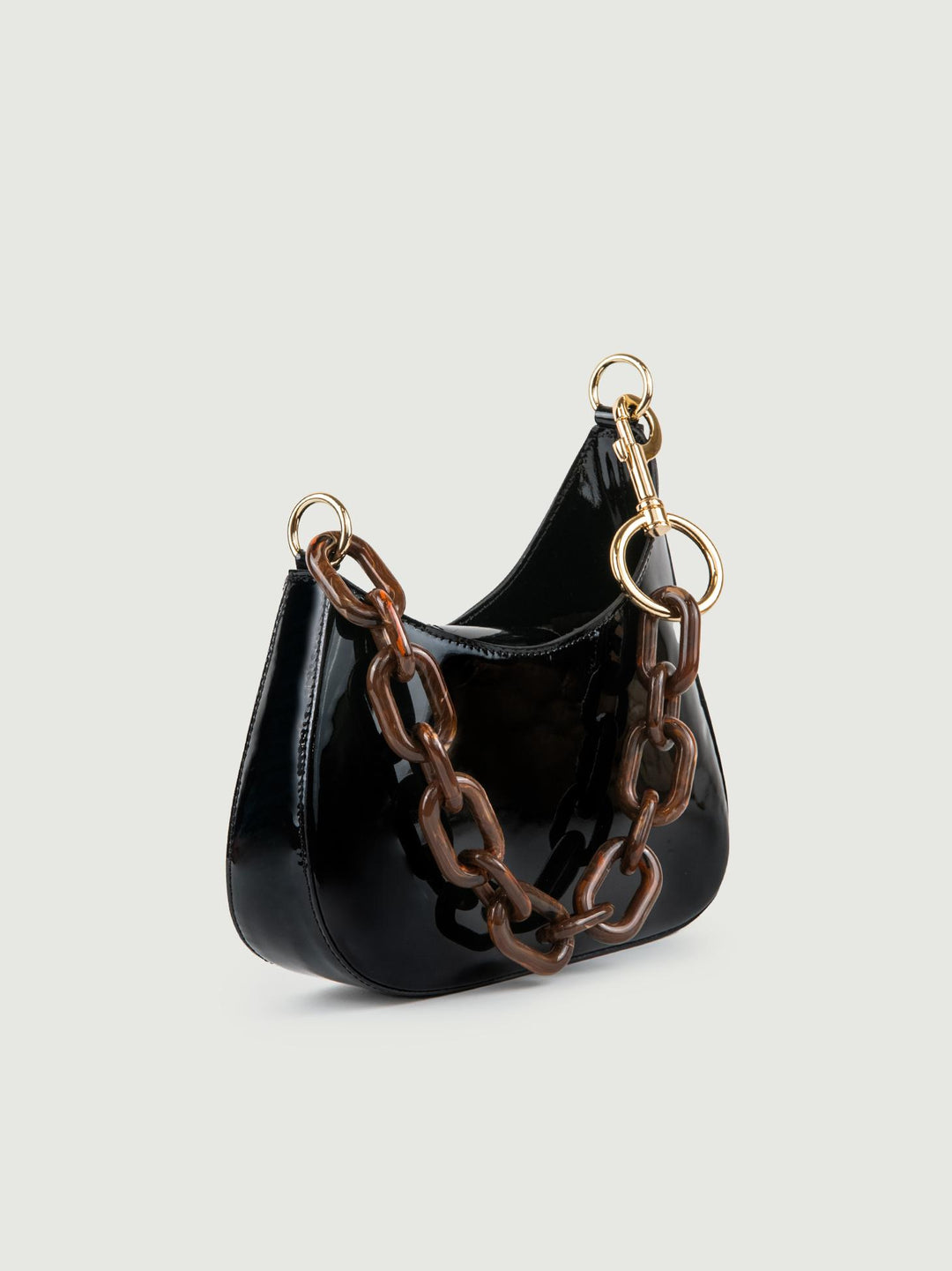 BORSA MINI CURVY NERA IN PELLE VERNICE