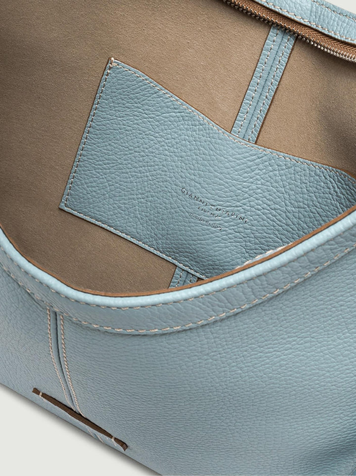 BORSA NORMA IN PELLE AZZURRA