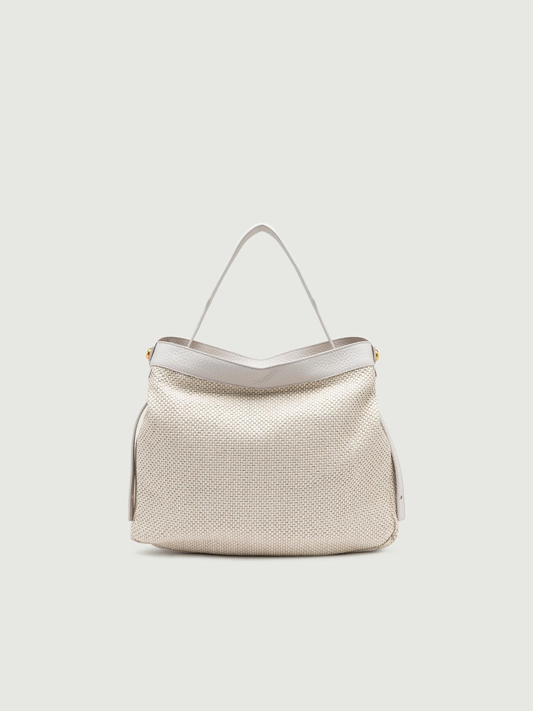 BORSA OTTAVIA GRANDE IN PAGLIA INTRECCIATA BIANCA
