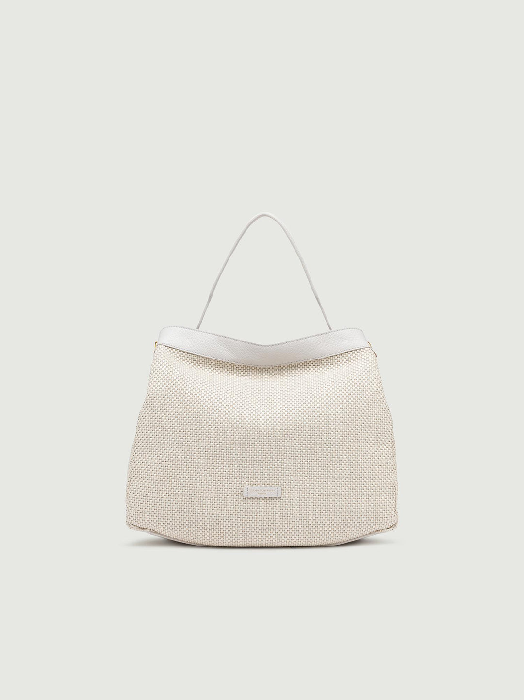 BORSA OTTAVIA GRANDE IN PAGLIA INTRECCIATA BIANCA