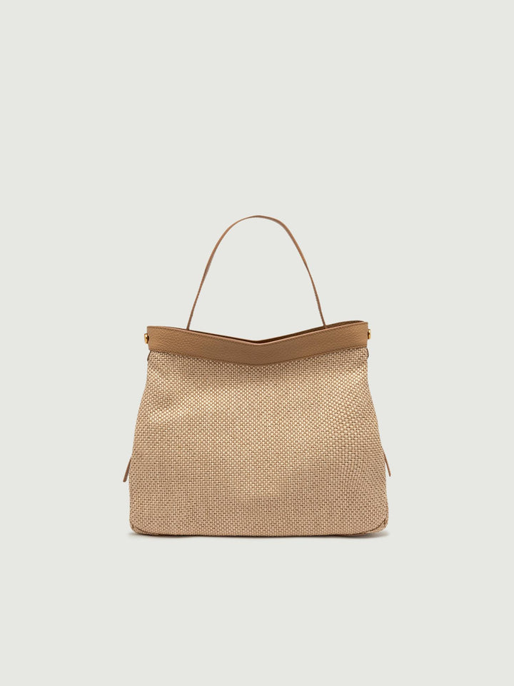 BORSA OTTAVIA GRANDE IN PAGLIA INTRECCIATA NATURALE