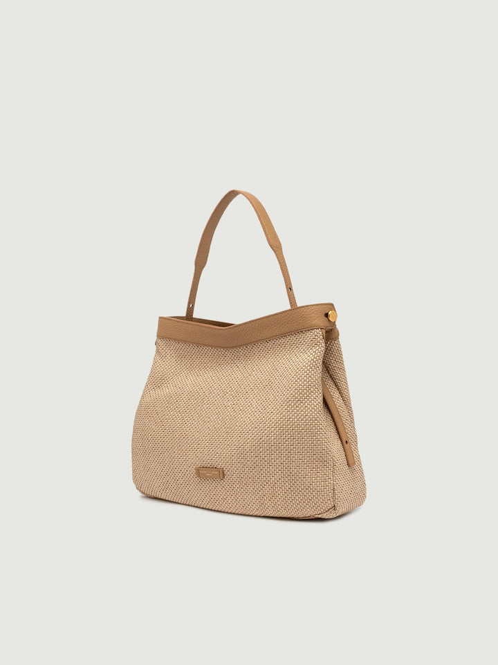 BORSA OTTAVIA GRANDE IN PAGLIA INTRECCIATA NATURALE