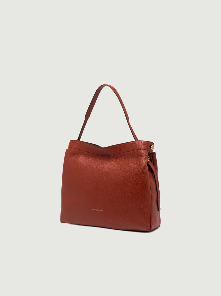 BORSA OTTAVIA IN PELLE MARTELLATA MATTONE
