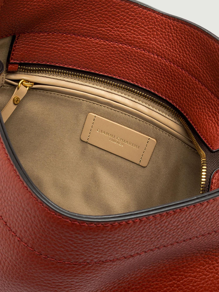 BORSA OTTAVIA IN PELLE MARTELLATA MATTONE