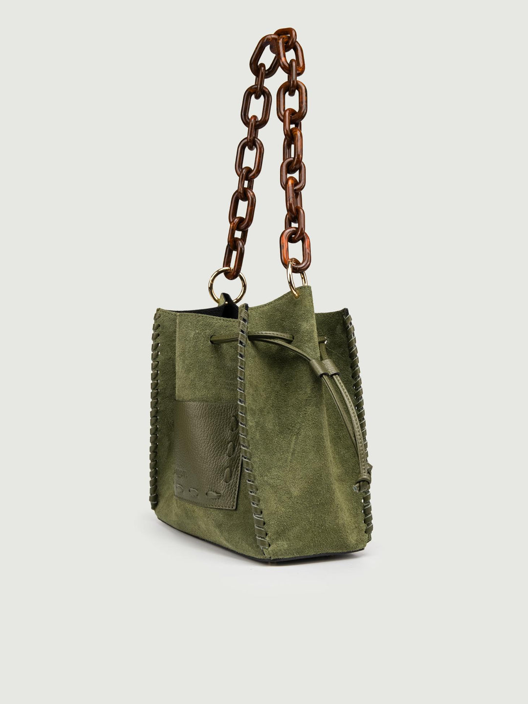 BORSA POCAHONTAS IN CAMOSCIO VERDE