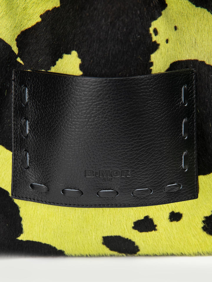 BORSA POCAHONTAS IN CAVALLINO COW PRINT LIME