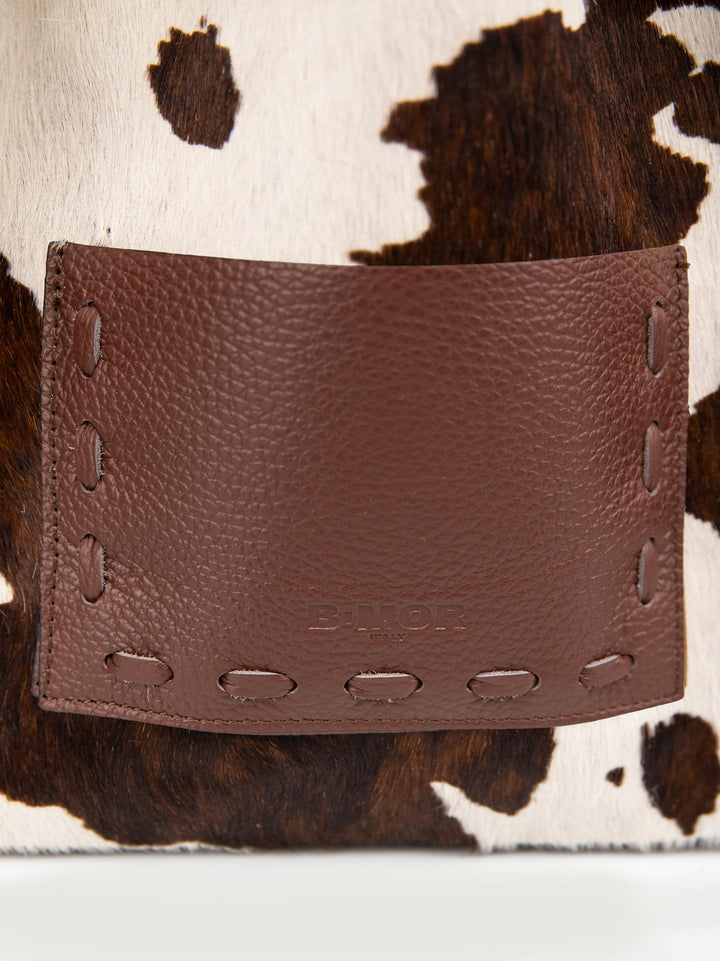 BORSA POCAHONTAS IN CAVALLINO COW PRINT MARRONE