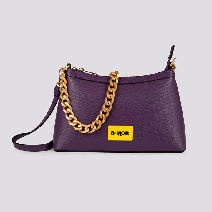 BORSA QUEEN  CON CATENA ORO  IN PELLE VIOLA