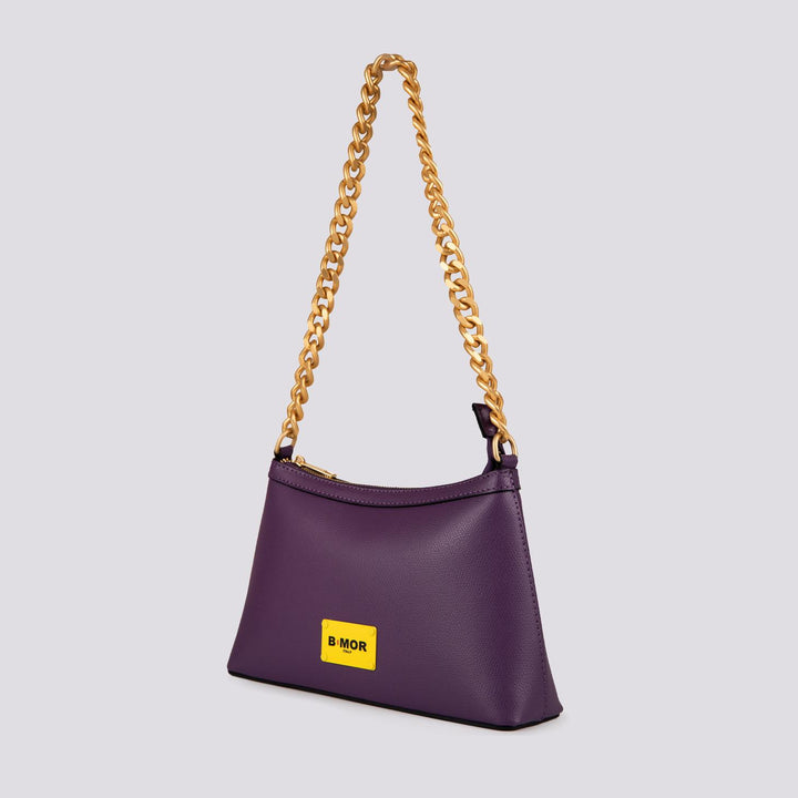 BORSA QUEEN  CON CATENA ORO  IN PELLE VIOLA