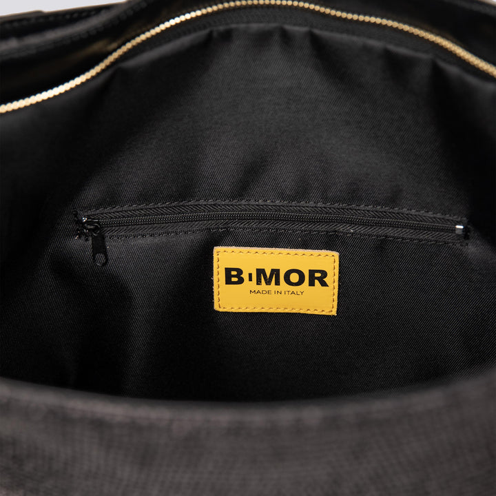 BORSA SHOPPER IN PELLE E RAFIA NERA "CAREFREE"