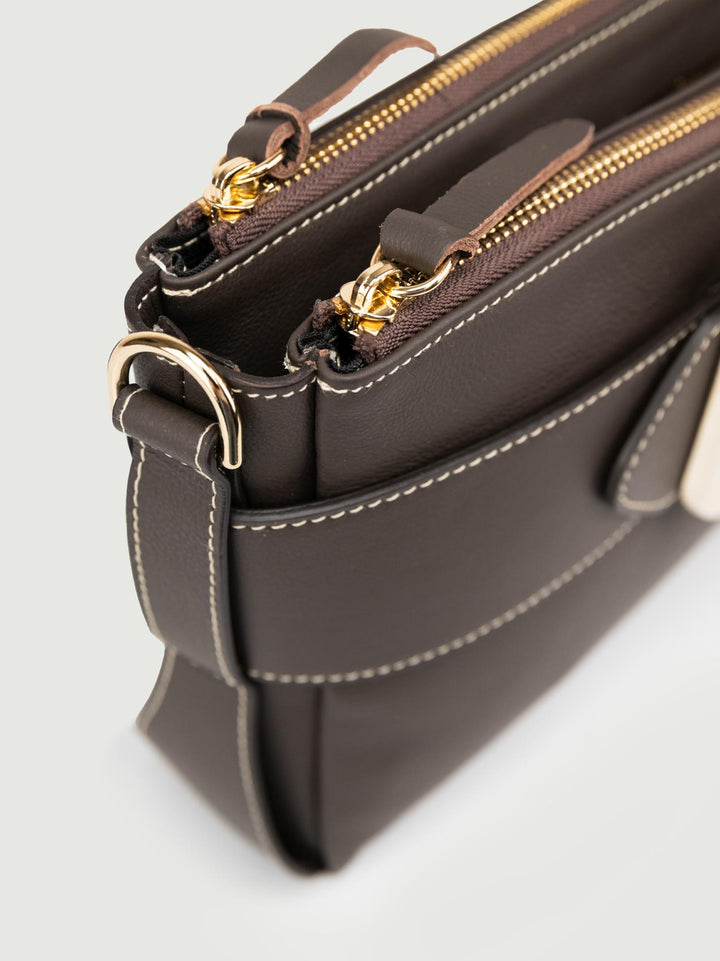 BORSA TRACOLLA IN PELLE TESTA MORO